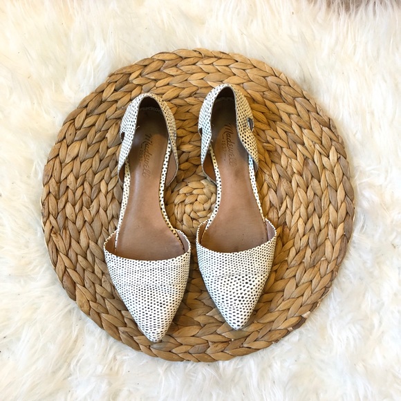 Madewell Shoes - Madewell white leather flats snack skin print 8